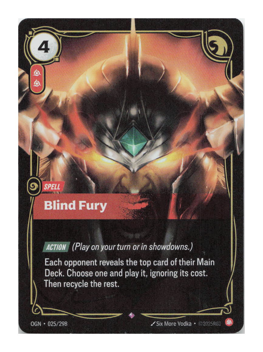 Blind Fury Rare Origins 025/298 NM