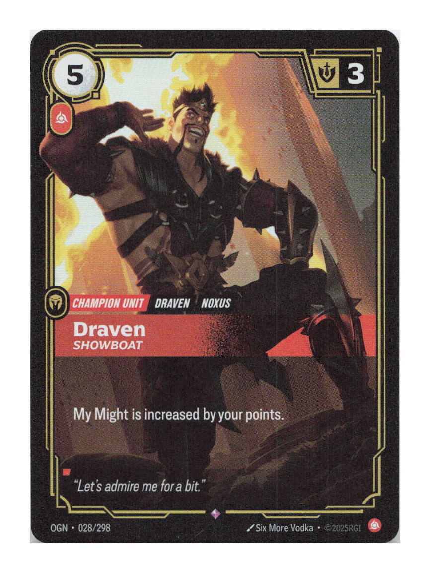 Draven, Showboat Rare Origins 028/298 NM